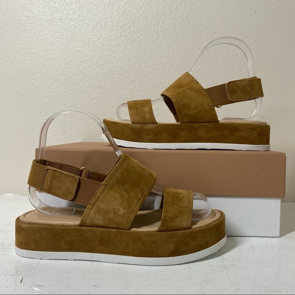 Via Spiga Gabourey Suede Sandals Flatform Toffee - Picture 2 of 6